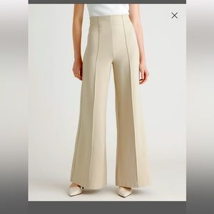 Quince Ultra-Stretch Ponte Super Wide Leg Pants In Ecru - Size Petite Small